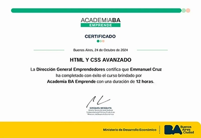 Certificado de HTML Y CSS AVANZADO